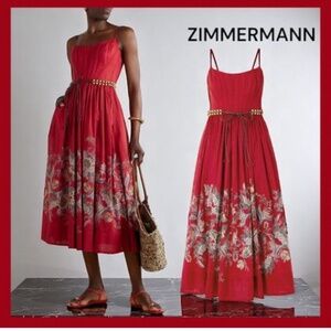 Zimmermann Red Floral Midi Dress